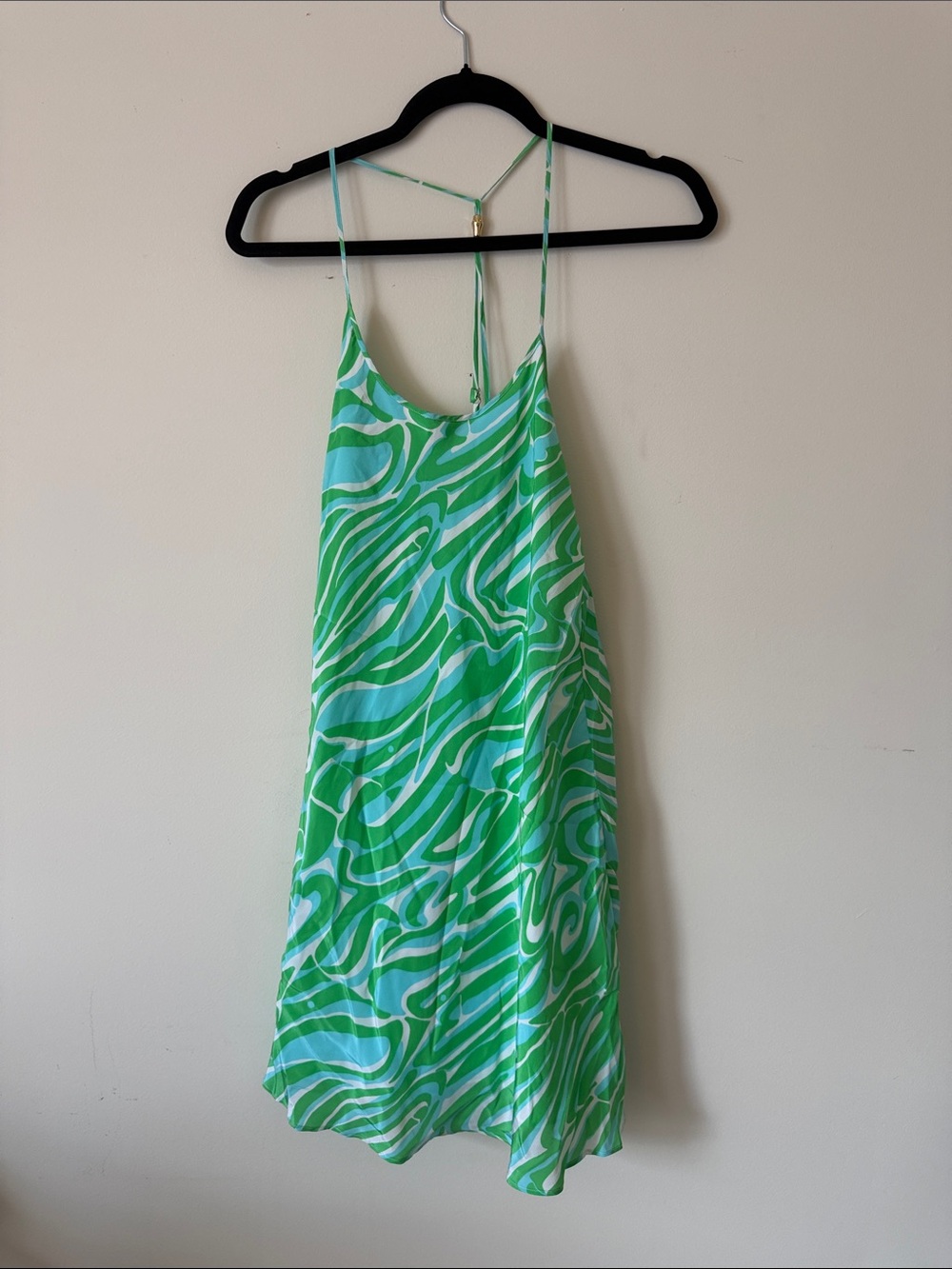 Lilly Pulitzer Silk Green & Light Blue Swirl Slip Dress XS